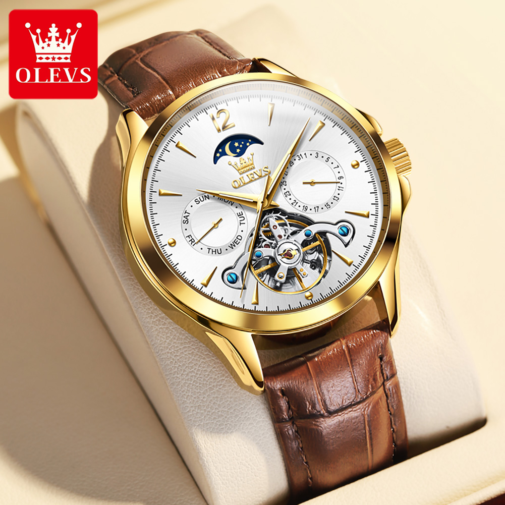 Tourbillon Movement Watch - OLEVS 6663 Mens Watch Original Mechanical