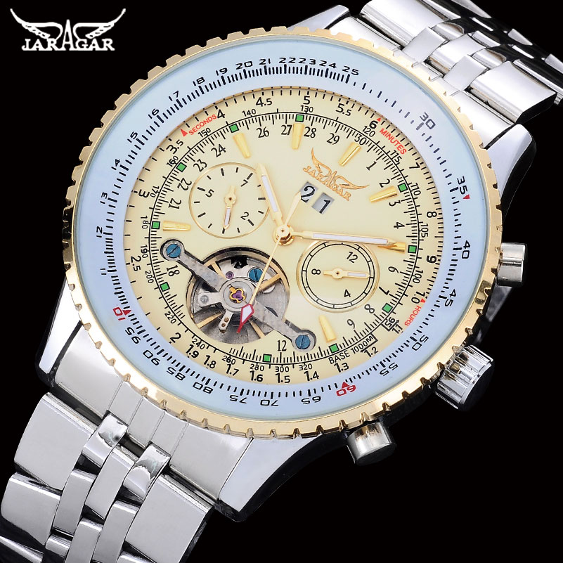 Tourbillon Movement Watch - JARAGAR Mens Watches Luxury Stainless Steel