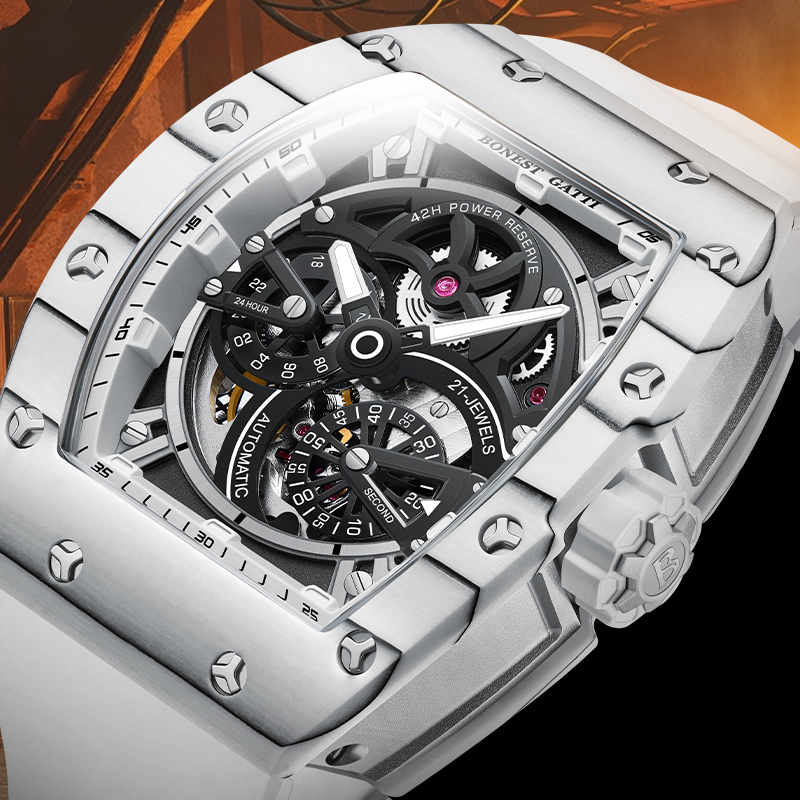 Luxury Watch Second Hand - BONEST GATTI Men's Mechanical Watch Tonneau-Shaped