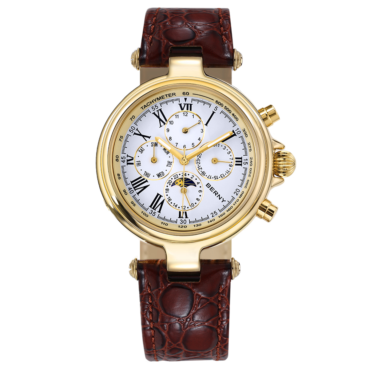 Minute Repeater Watch - BERNY Retro Automatic Men's Watch Sun&Moon