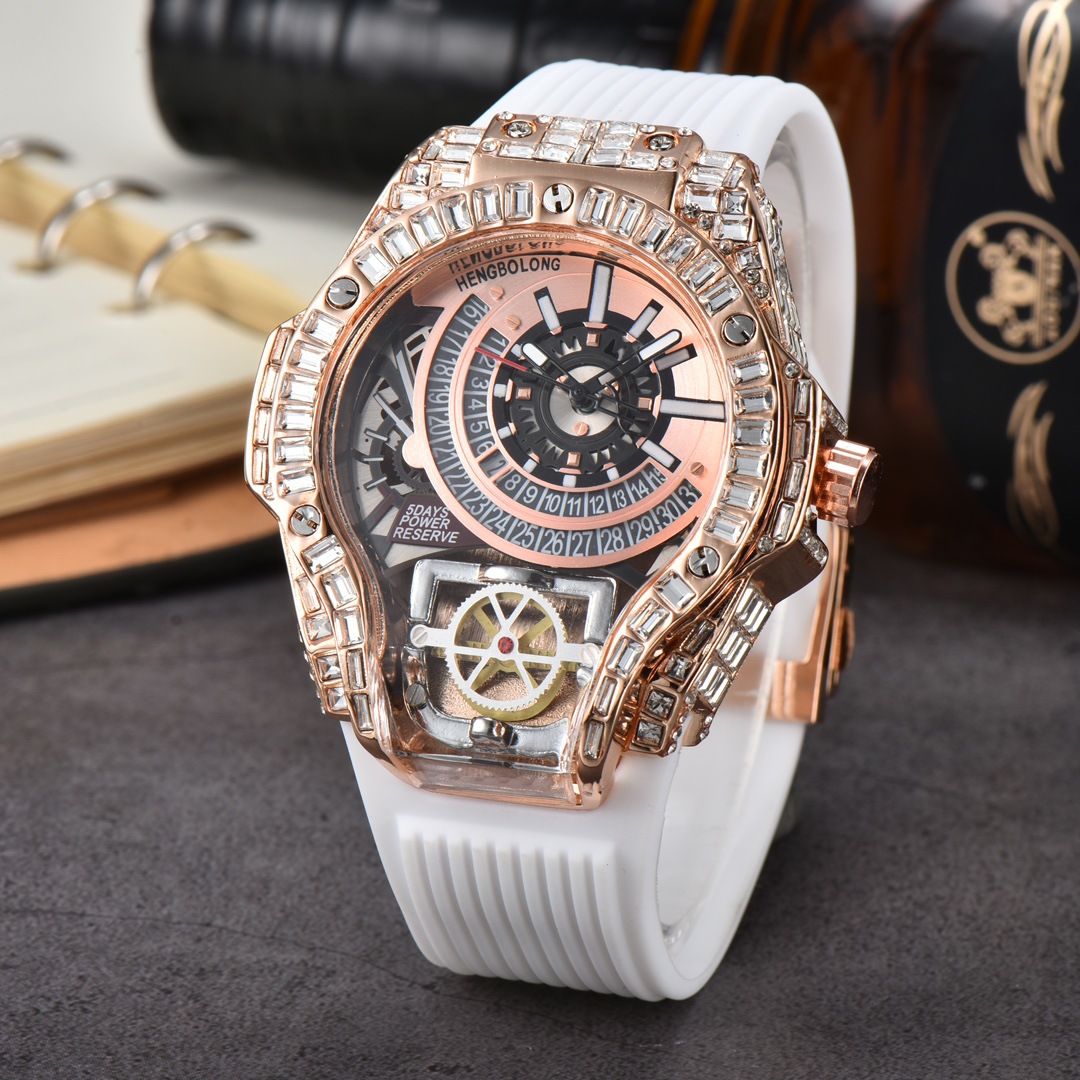 Luxury Watch With Rubber Strap - Full diamond Case Business Luxury Top