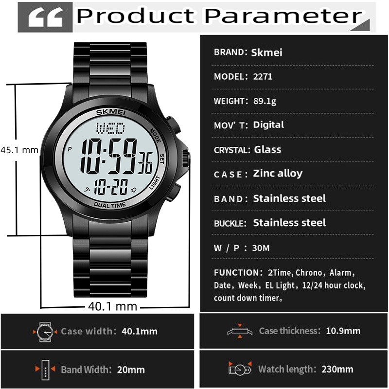 Skmei Mens Led Chronograph Bra - Minute Repeater Watch ulasan dan harga
