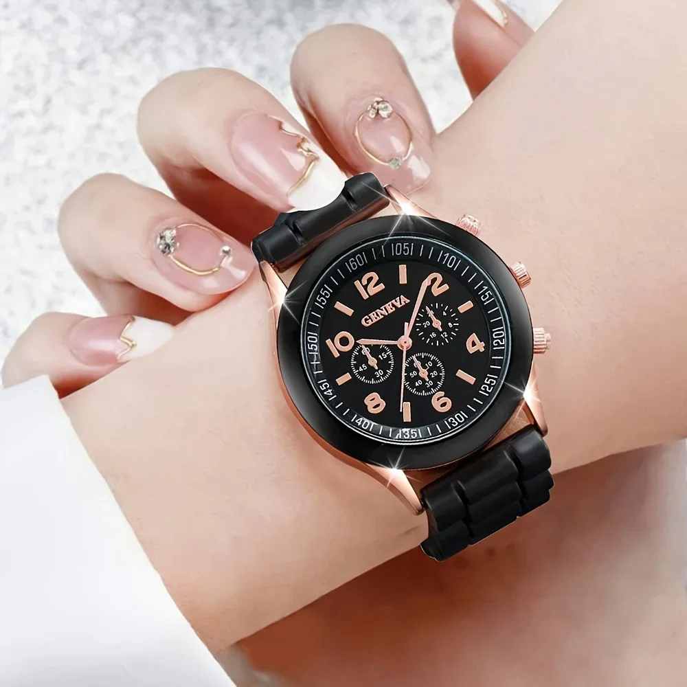 2Pcs Luxury Women's Watch Set  - Luxury Watch With Rubber Strap ulasan dan harga