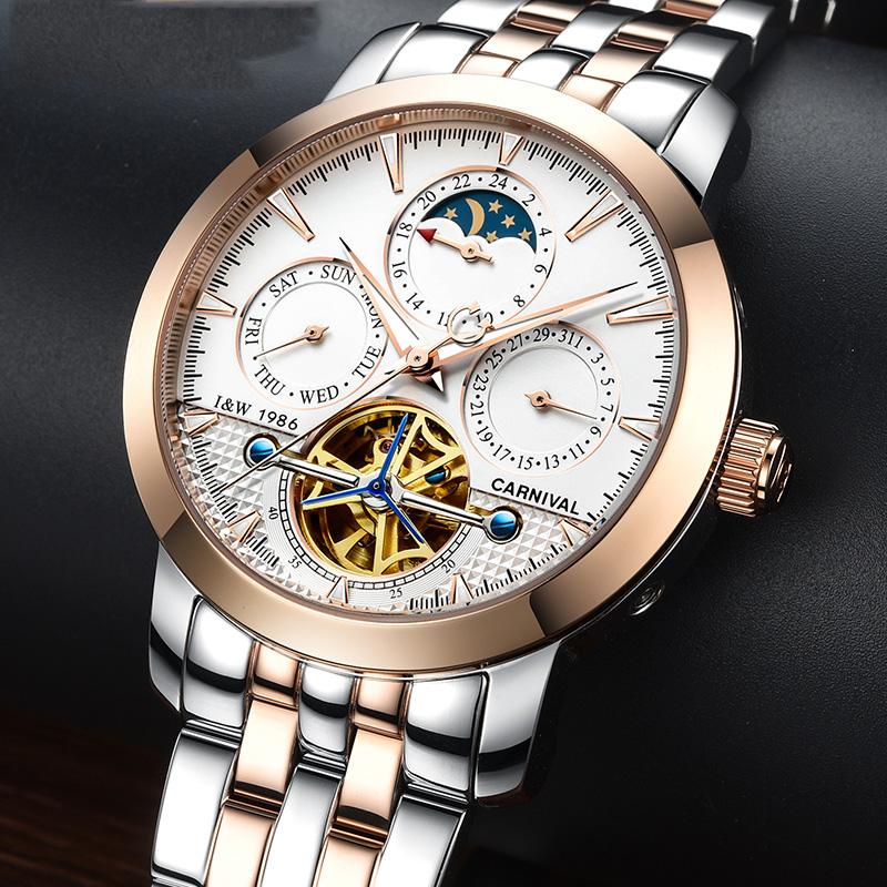 CARNIVAL Top Brand Luxury Stee - Tourbillon Movement Watch ulasan dan harga