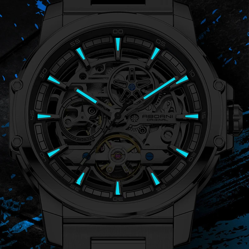 ABORNI 9039 Unique Design Skel - Tourbillon Movement Watch ulasan dan harga