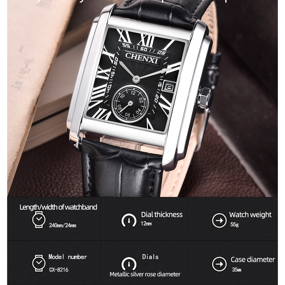 CHENXI 8216 Fashion Classic Sq - Luxury Watch Holder For Men ulasan dan harga