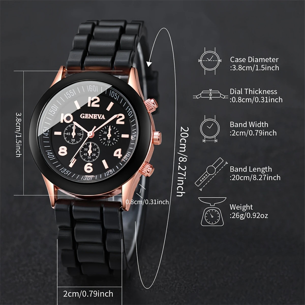 2Pcs Luxury Women's Watch Set  - Luxury Watch With Rubber Strap ulasan dan harga