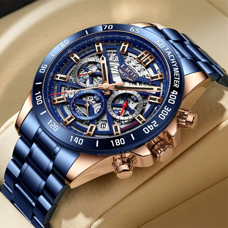 LIGE 2024 New Men Watch Top Br - Luxury Watch Low Price ulasan dan harga