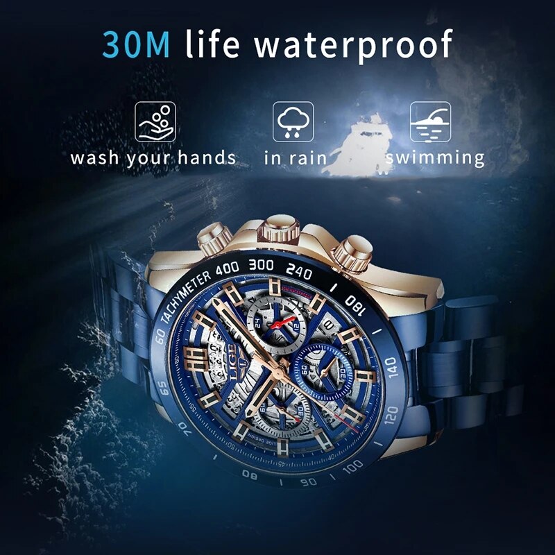 LIGE 2024 New Men Watch Top Br - Luxury Watch Low Price ulasan dan harga