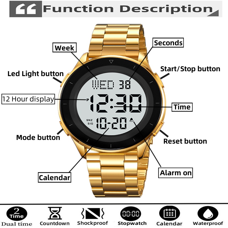Skmei Dual Time Zone LED Digit - Minute Repeater Watch ulasan dan harga