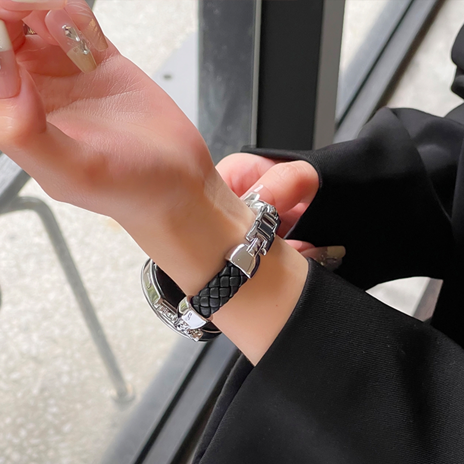 Metal Leather Woven Strap For  - Luxury Watch Galaxy ulasan dan harga